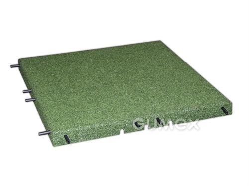 Elastická protipádová dlažba ELASTON-ELTEC, hrúbka 43mm, 500x500mm, vŕtaná, hustota 800kg/m3, recyklovaná guma, PU spojivo, zelená